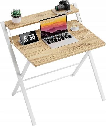 2-ÚROVŇOVÝ SKLÁDACÍ MALÝ PSACÍ STŮL NA NOTEBOOK, BÉŽOVÝ, STYLOVÝ