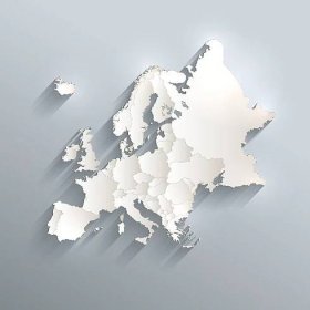 Nálepka Evropa politická mapa vlajka 3D vektorová jednotlivé státy oddělovat
