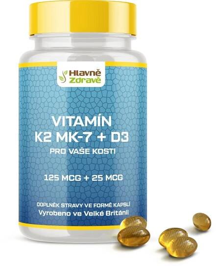 Vitamín K2-MK7 + vitamín D3 rozpuštěný v oleji gelové kapsle