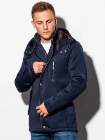 Pánský kabát s kapucí - námořnická modrá C200