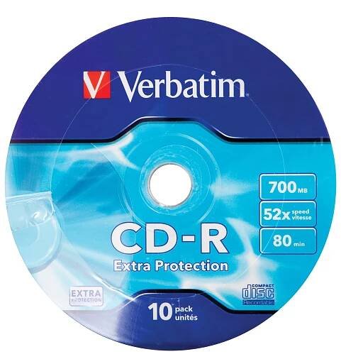 Média pro vypalování Verbatim CD-R 700MB 52x, bulk box, 10ks (43725)