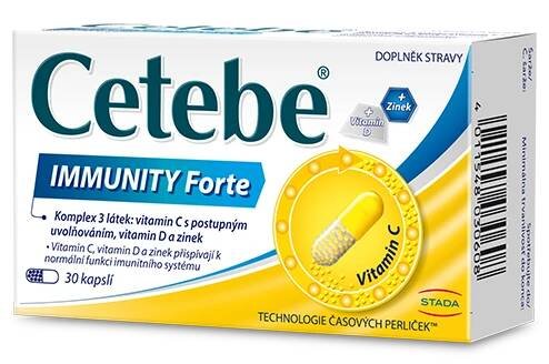 Cetebe IMMUNITY Forte, vitamin C s postupným uvolňováním, vitamin D a zinek