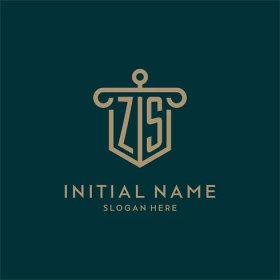 ZS monogram initial logo design with shield and pillar shape style ...