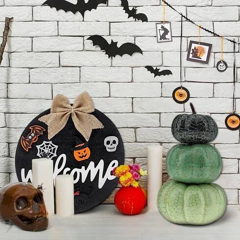 DÝNĚ OZDOBNÁ HALLOWEEN DEKORACE PODZIMNÍ OZDOBA 20CM PREMIUM Barva zelená
