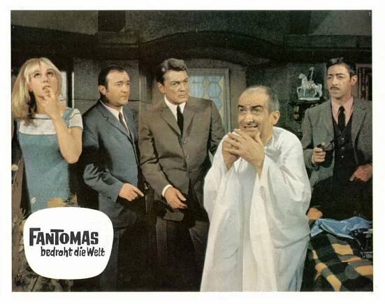 Mylène Demongeot, Jacques Dynam, Jean Marais, Louis de Funès, André Dumas - Fantomas kontra Scotland Yard - Fotosky