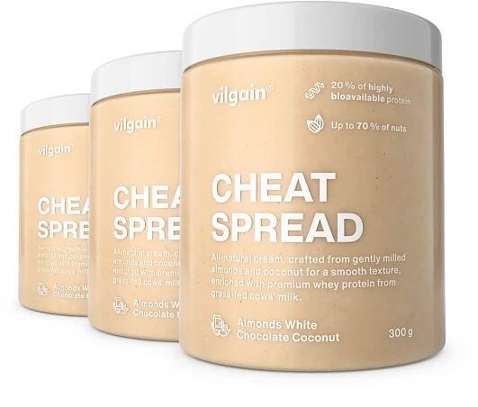 Vilgain Cheat Spread mandle s bílou čokoládou a kokosem 3 x 300 g od 621 Kč - Heureka.cz