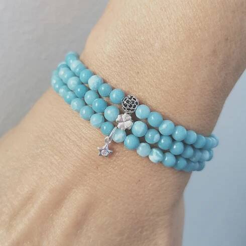 Náramek larimar 4 mm - Obrázek 2