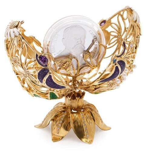 Originální klenot na téma Jaro se stříbrnou mincí Gustav Fabergé proof | Česká mincovna