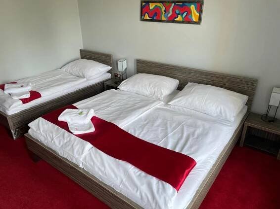 Postel nebo postele na pokoji v ubytování Hotel Olympia