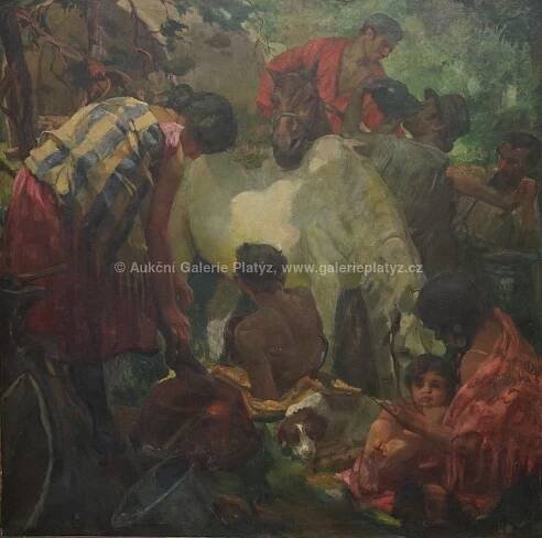 František Jakub / V cikánském ležení - detail aukce « Aukce « Aukční Galerie Platýz