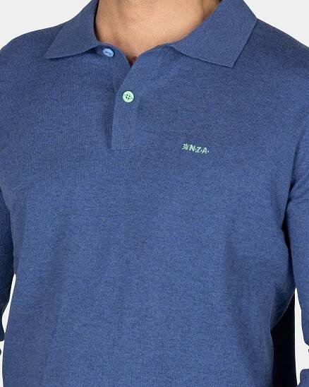 Blue long sleeve polo shirt
