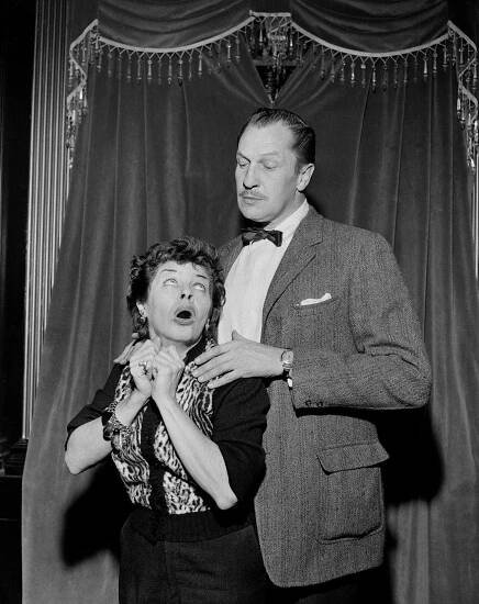 Martha Raye And Vincent Price On 'The Martha Raye Show', Circa 1950.