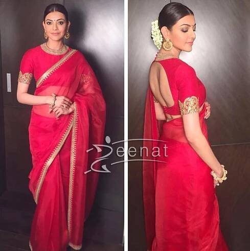 Kajal Agarwal in Red Sabyasachi Saree