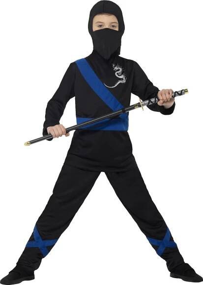 Smiffys Dětský kostým Ninja bojovník černý/modrý M od 399 Kč