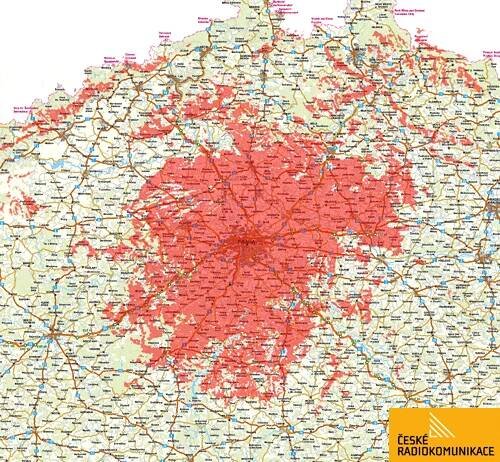 Mapa pokrytí - síť A - Praha - základní