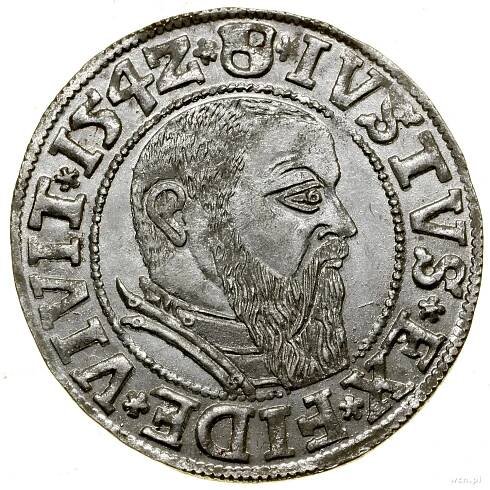 Groš, 1542, Königsberg; hrot reverznej legendy PRVSS;...