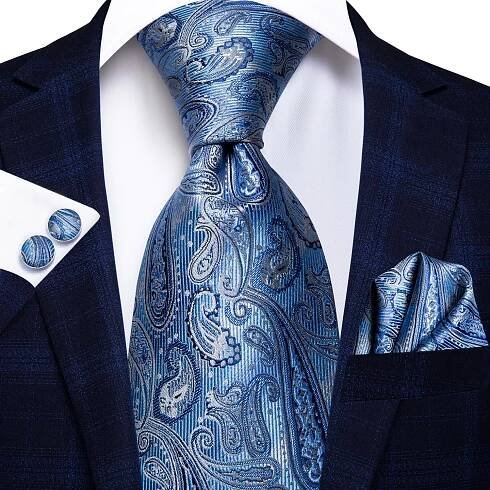 Hi-Tie Nová módní pánská kravata Business kravata Hanky Manžetové knoflíčky Kravata Set