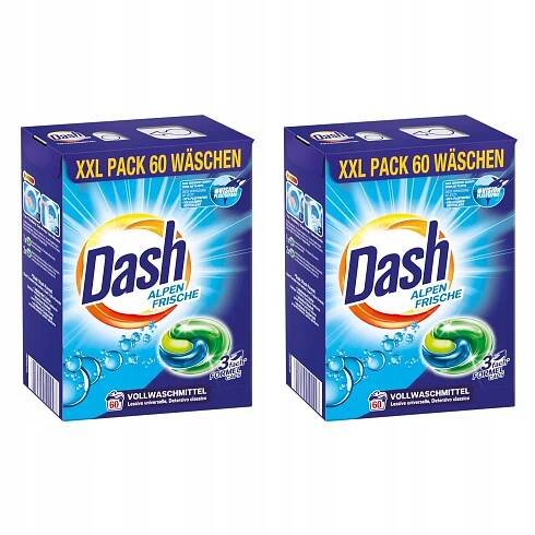 Kapsle na praní bílé světlé DASH Alpen Frische Německé 3v1 2x 60 ks