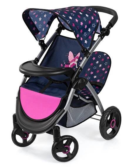 Bayer Design Kočárek pro panenky Twin Star růžová/modrá