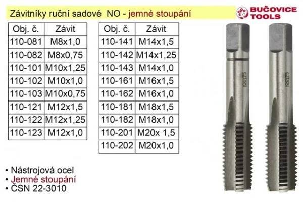 Závitníky ruční sadové M22x1,5 NO jemný závit