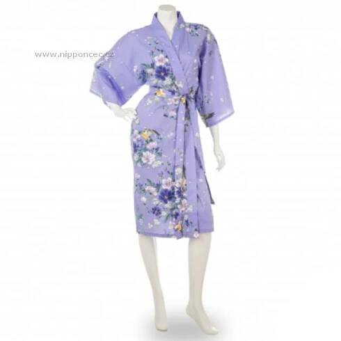 Japonské dámské kimono Yukata se vzorem Magnolií krátké