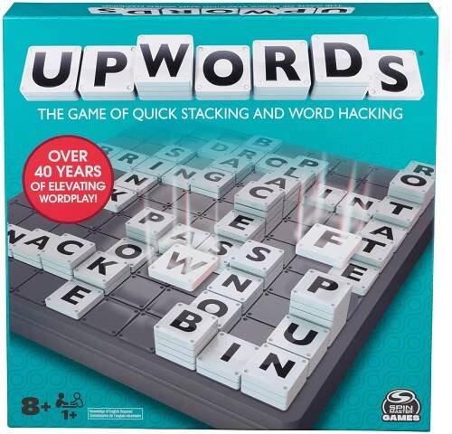 Upwords Word Game with Stackable Letter Tiles