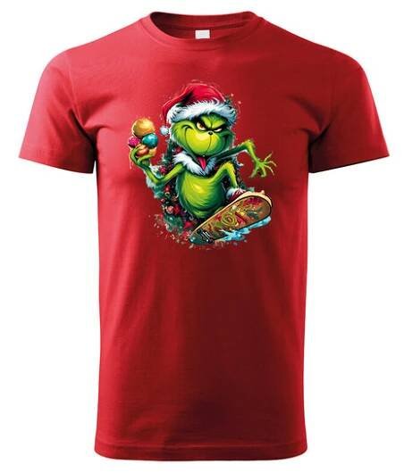 Dětské tričko Grinch na skateboardu