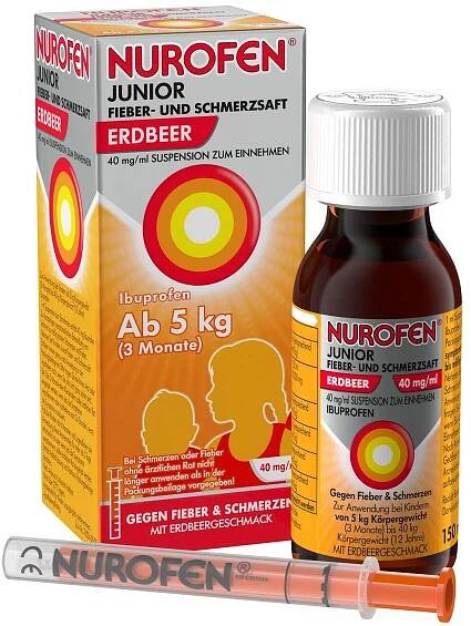 NUROFEN® Junior Fieber- und Schmerzsaft Erdbeer 40 mg - Jetzt 20% mit dem Code nurofen20 sparen*