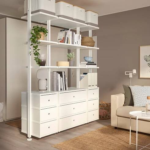 ELVARLI 3 sections - white - IKEA | Ikea room divider, Living room divider, Room divider shelves