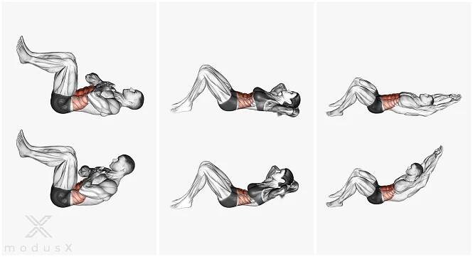 Crunches auf dem Boden Varianten