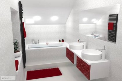 02 designové koupelny červené doplňky mozaika koupelna podkroví designová koupelna design bathroom Petr Molek designer rezidence wellnerova švýcarská pražská olmouc