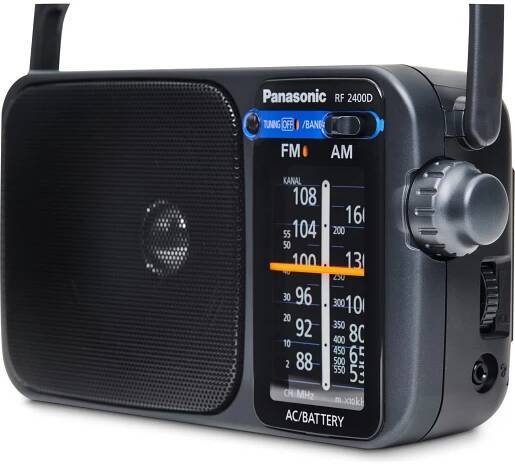 Panasonic RF-2400 přenosné FM/AM rádio s digitálním tunerem (snadné a stabilní ladění, velká stupnice s knoflíkem ladění, 10 cm reproduktor), černá - Značkový obchod Panasonic