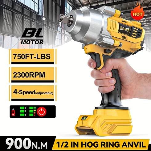 Cordless Impact Wrench 1/2 Inch Compatible With Dewalt 20V/* 18V Battery, Impact Wrench 900Ft-lbs (1200N.m) High Torque Brushless *