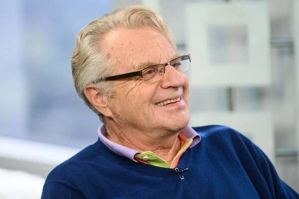 Jerry Springer being interviewed on the set of Daily Pop.