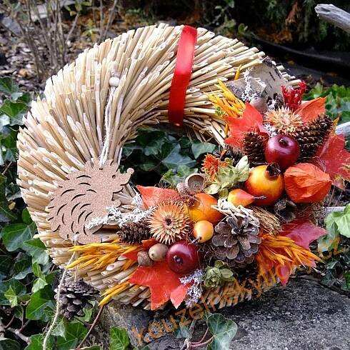 Věnce na dveře | Věnec podzimní - Podzim na slámě | | Fall wreath ...