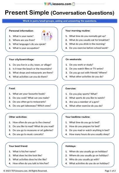 Present Simple Conversation Questions