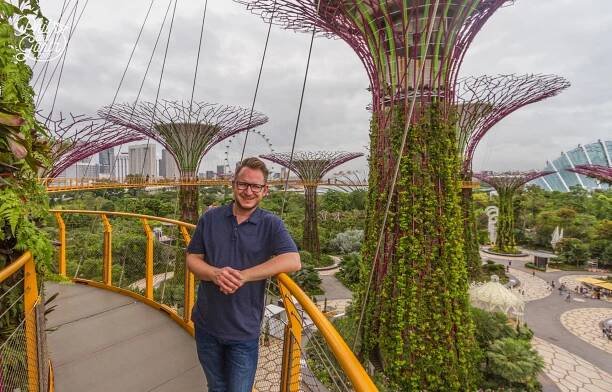 Garth on the Supertree Skyway - There's a small charge to walk up high