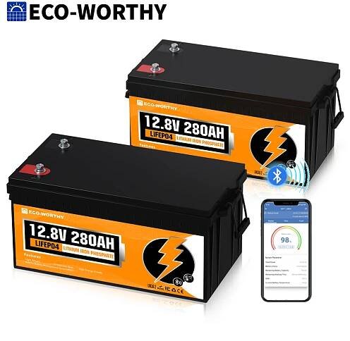 EKOLOGICKÁ 12V 280Ah 3584Wh LiFePO4 lithiová baterie Bluetooth 24V / 36V / 48V pro obytný vůz