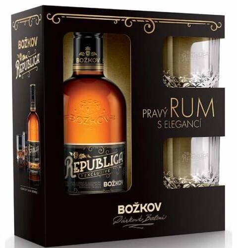 Rum Republica Exclusive Božkov 0,5l 38%+2xSklo