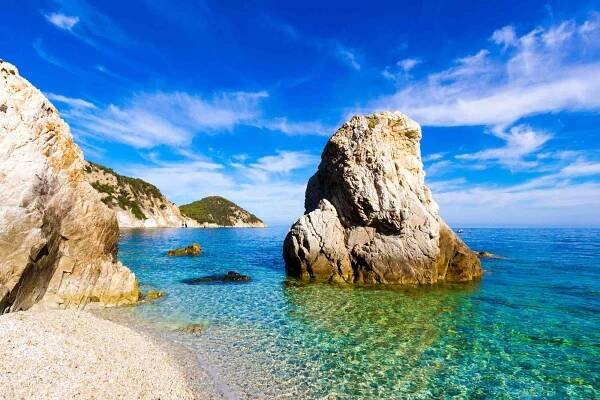 pláž sansone ráno na ostrově elba, itálie - elba - stock snímky, obrázky a fotky
