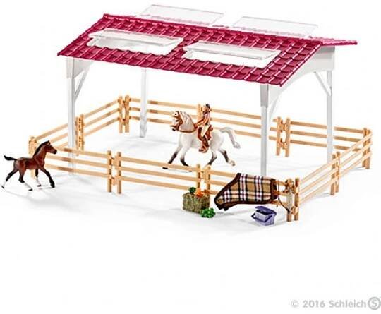 Schleich 42344 Stáj s koňmi a příslušenstvím v pastelových barvách