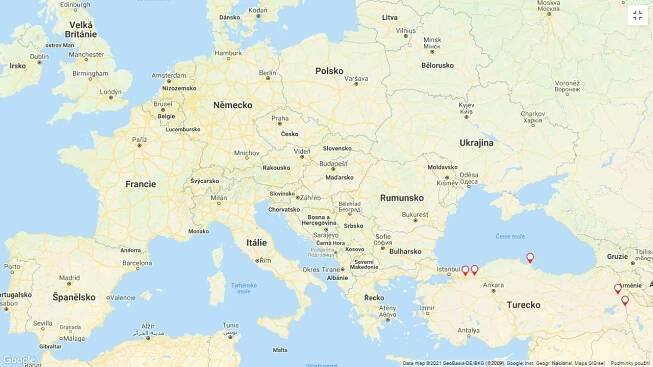 Mapa ohnisek nodulární dermatitidy skotu v roce 2020