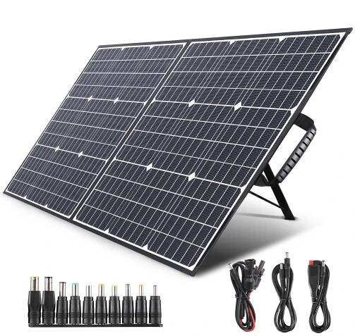 Skládací solární panel 100W monokrystalický s 2 USB, 18 V DC PD 60 W Type-C