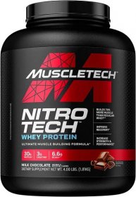 Muscletech Whey Protein Powder (Milk Chocolate, 4 Pound) - Nitro-Tech Muscle Building Formula with Whey Protein Isolate &amp; Peptides - 30g of Protein, 3g of Creatine &amp; 6.6g of BCAA