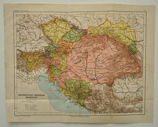 RAKOUSKO-UHERSKO - NĚMECKÁ MAPA - 1900