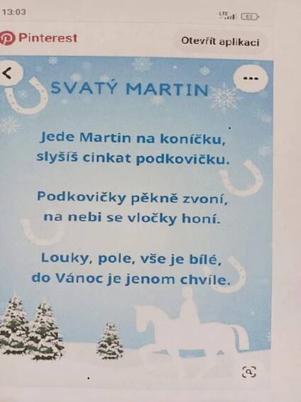 …už víme, kdo byl svatý Martin – MŠ Francova Lhota