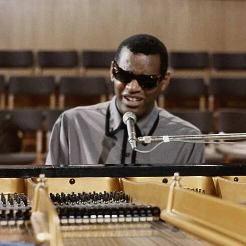 American soul and blues musician Ray Charles (1930 -2004) at the piano, 1964