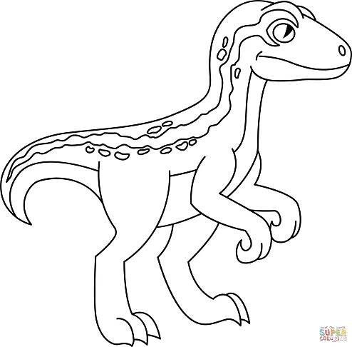 Kreslený Velociraptor omalovánka | Omalovánky k Vytisknutí Zdarma