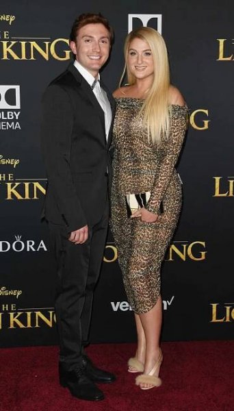 Daryl Sabara and Meghan Trainor attend the Premiere Of Disney's 