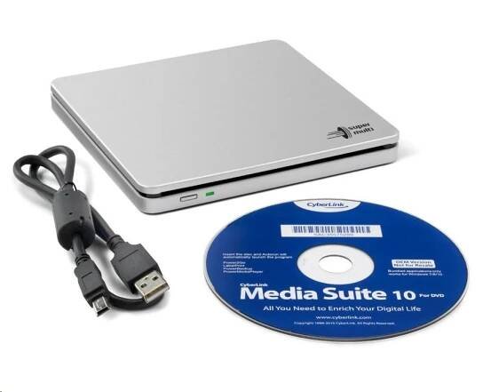 HITACHI LG - externí mechanika DVD-W/CD-RW/DVD±R/±RW/RAM/M-DISC GP70NS50, Blade Ultra Slim, Silver, box+SW | Veashop